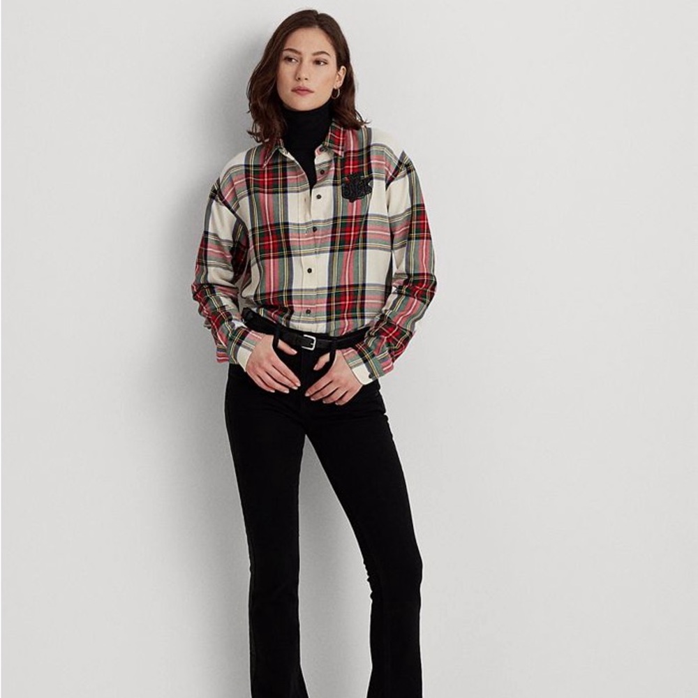 Ralph Lauren Women's Bullion Checked Plaid Twill Shirt